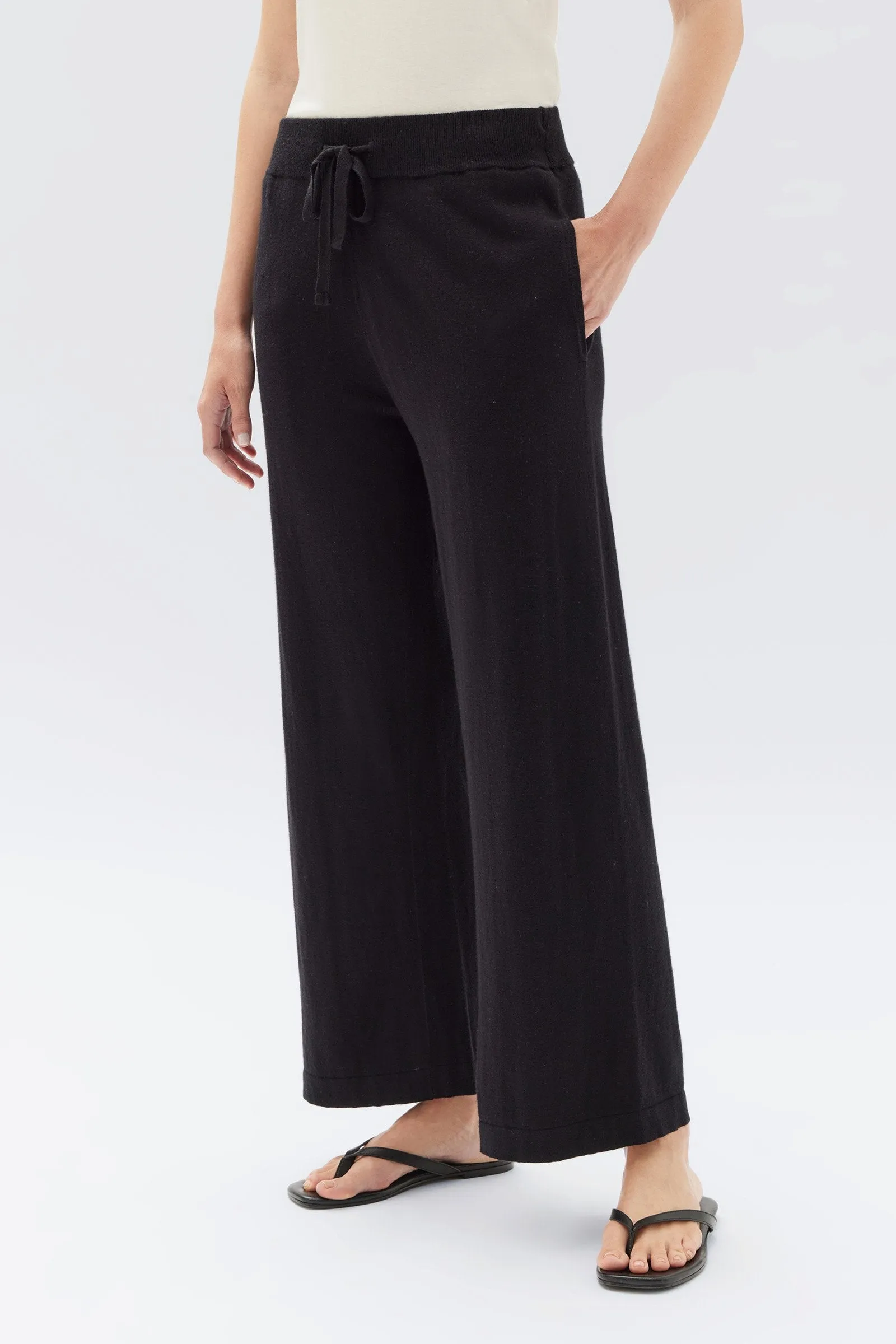 Cotton Cashmere Wide Leg Pant