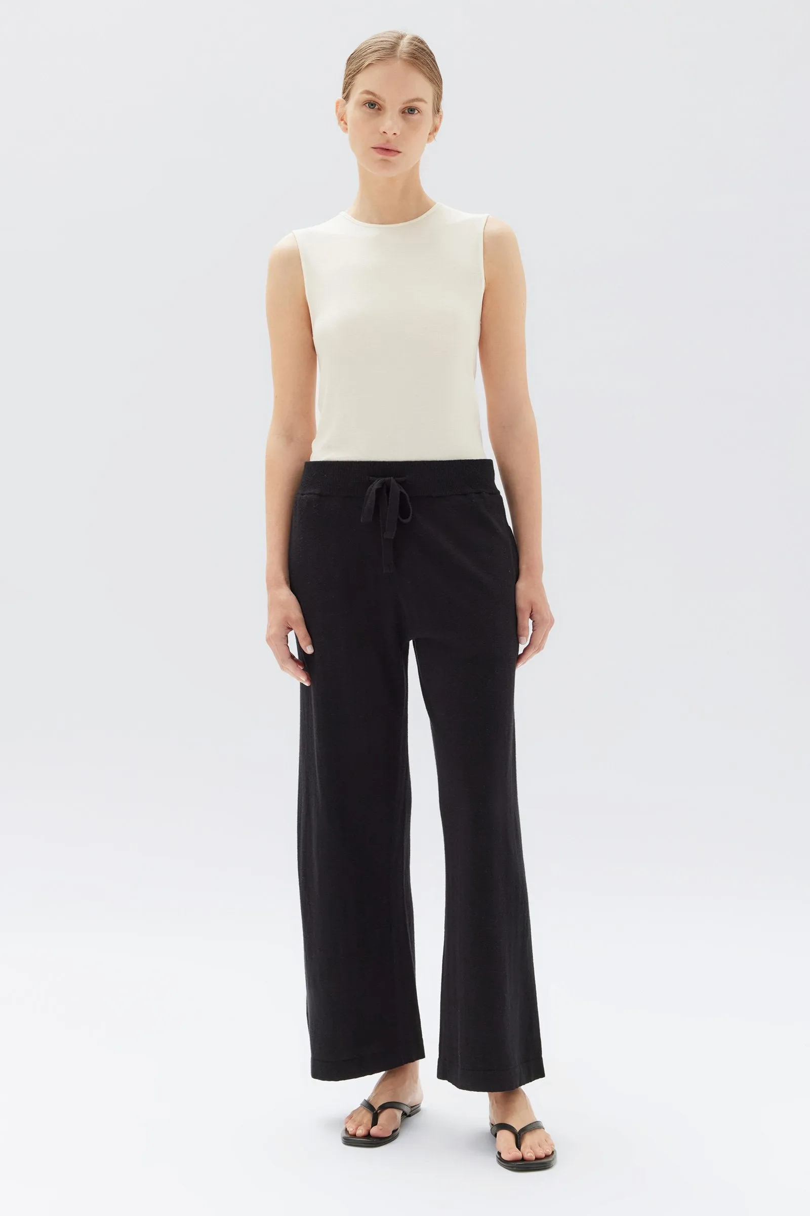 Cotton Cashmere Wide Leg Pant