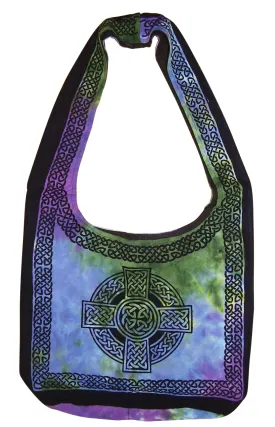 Cotton Celtic Hobo Bag Flat Bottom 15 x 12 Tie Dye