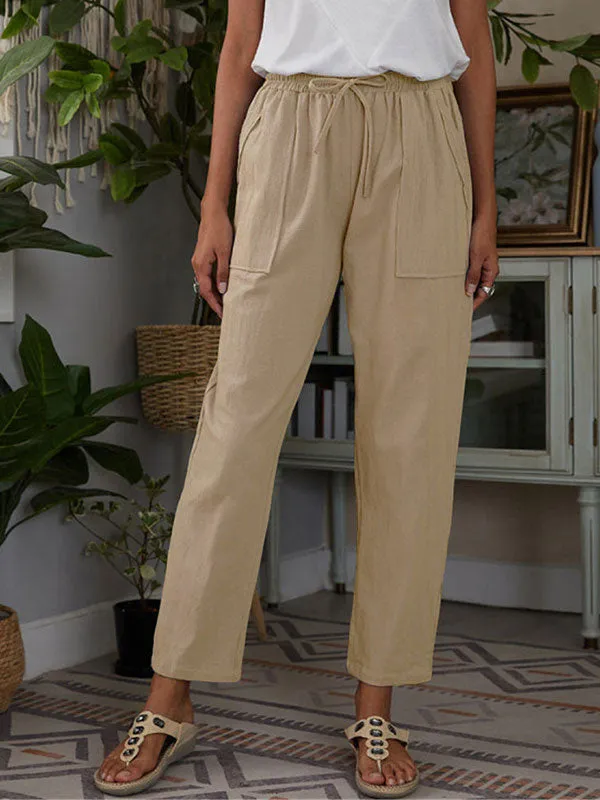 Cotton Linen Cropped Pants