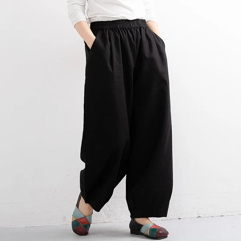 Cotton Linen Loose Wide Leg Pants