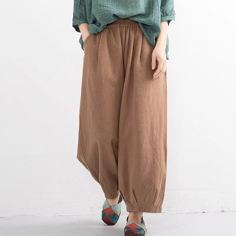 Cotton Linen Loose Wide Leg Pants