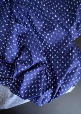 Cotton Poplin Fabric, Ahoy Royal Blue