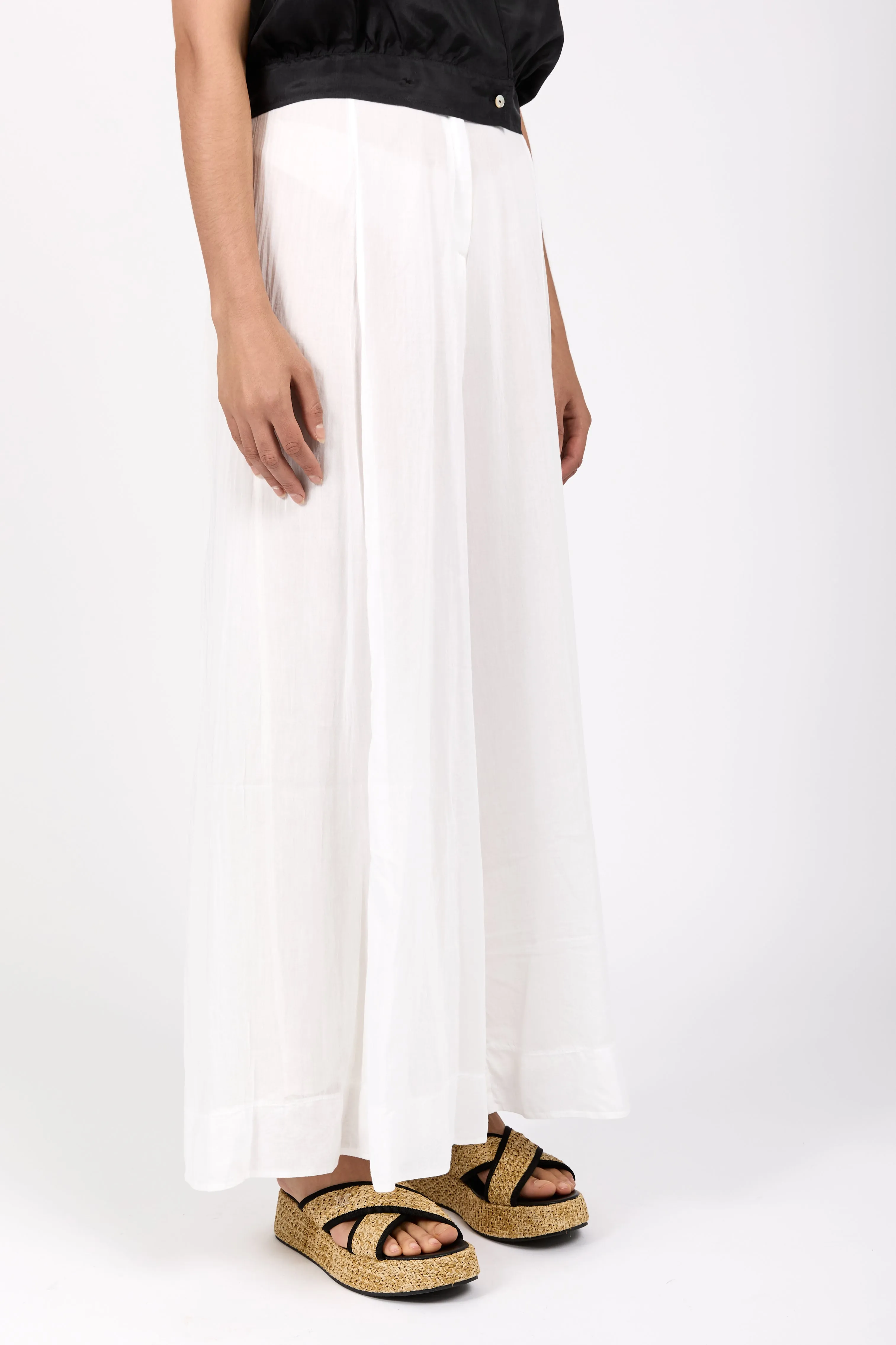 Cotton Silk Voile Pant in Pure White