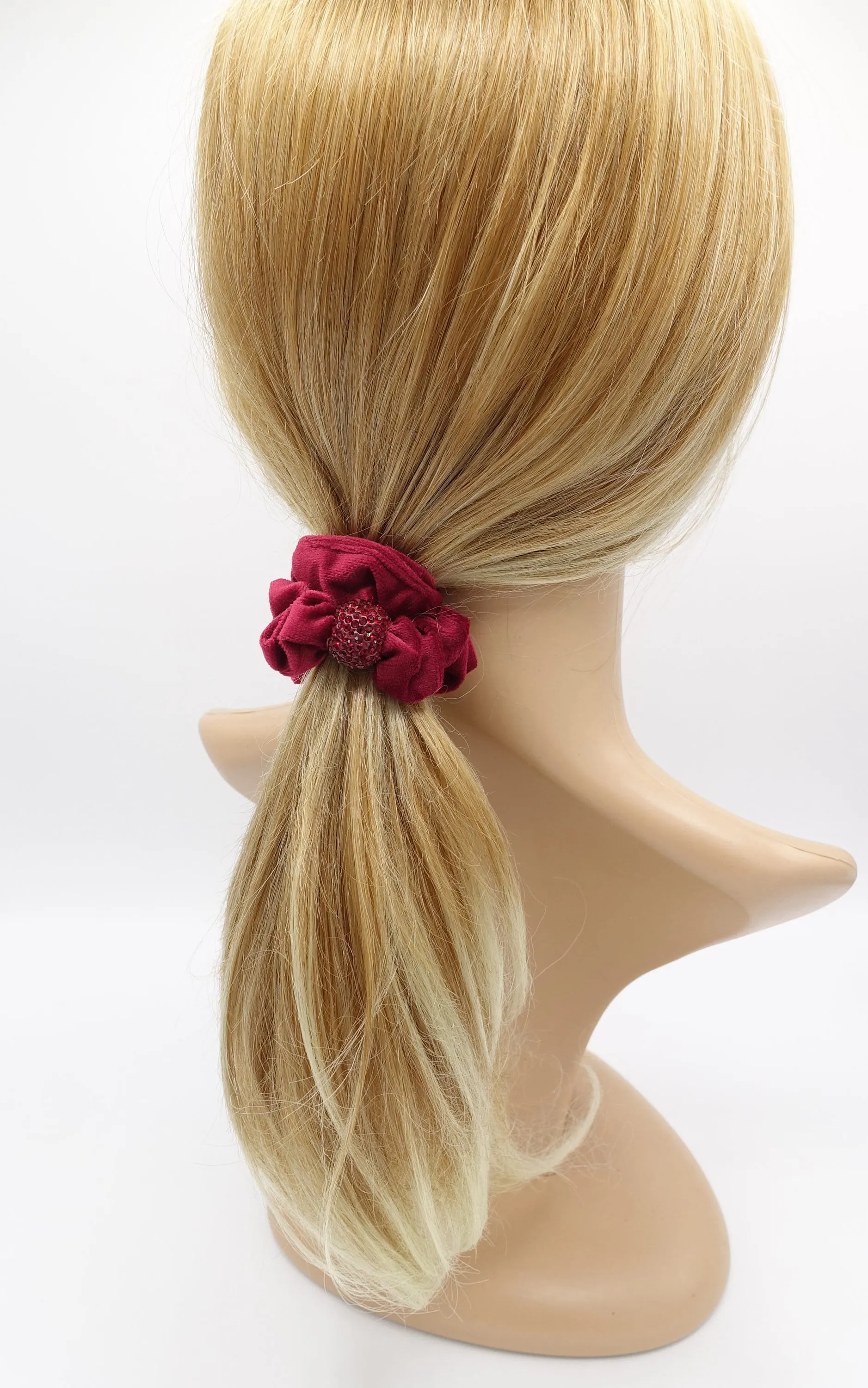 cotton velvet scrunchies, medium scrunchies, velvet rhinestone scrunchies for women