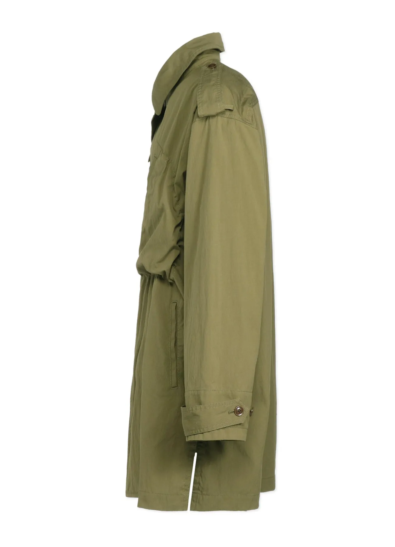 COTTON/NYLON OXFORD ZIPPER TRENCH COAT WITH FULLED WOOL GAUZE POCKETS