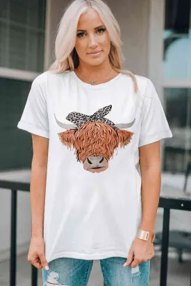 Cow Graphic Round Neck T-Shirt