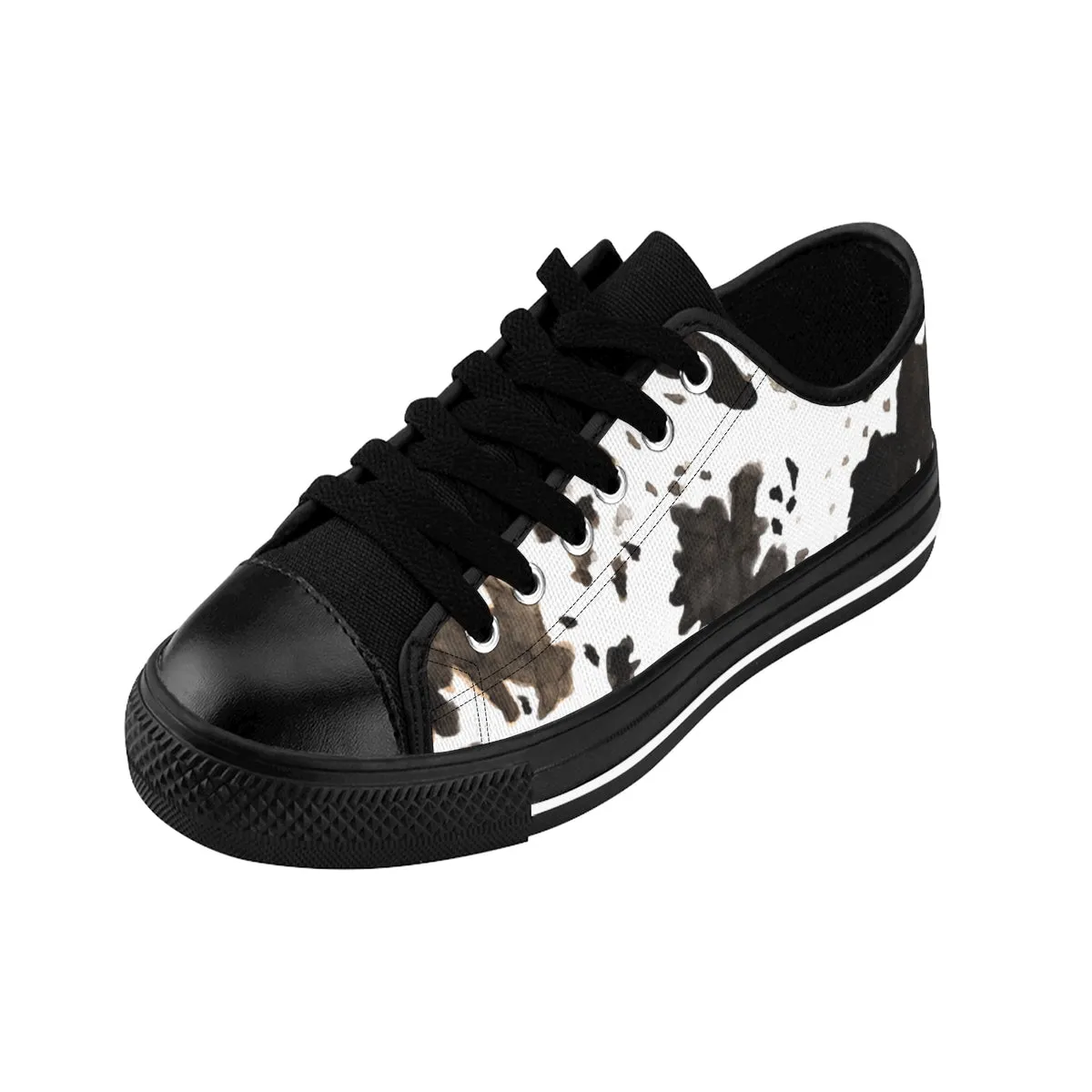 Cow Print Men's Sneakers, Animal Print Low Top Nylon Canvas Tennis Sneaker Footwear Shoes For Men