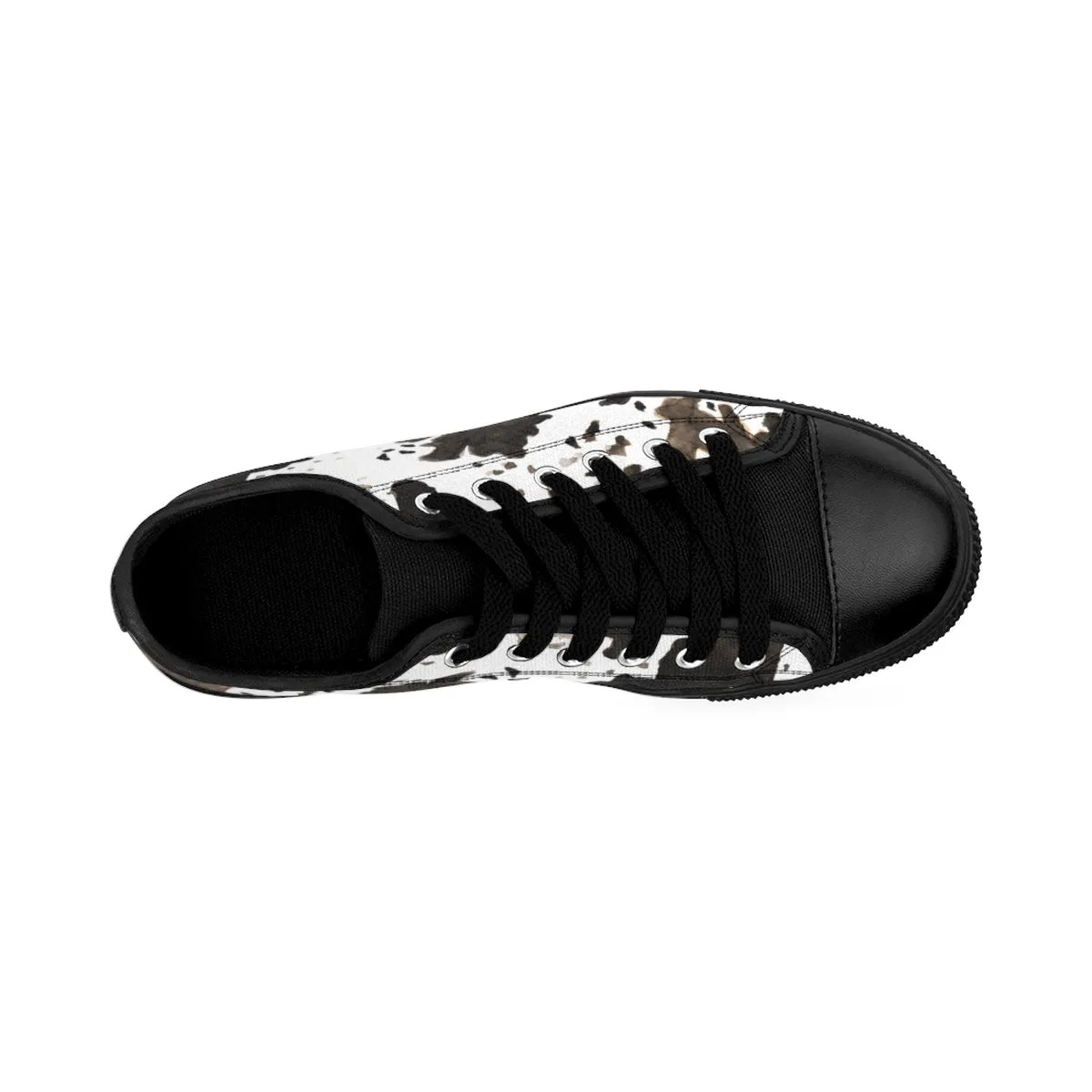 Cow Print Men's Sneakers, Animal Print Low Top Nylon Canvas Tennis Sneaker Footwear Shoes For Men