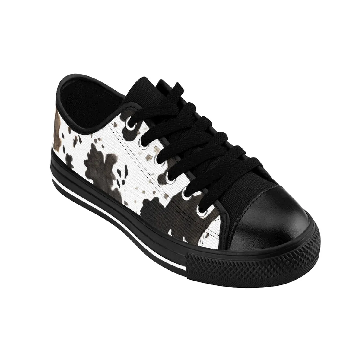 Cow Print Men's Sneakers, Animal Print Low Top Nylon Canvas Tennis Sneaker Footwear Shoes For Men