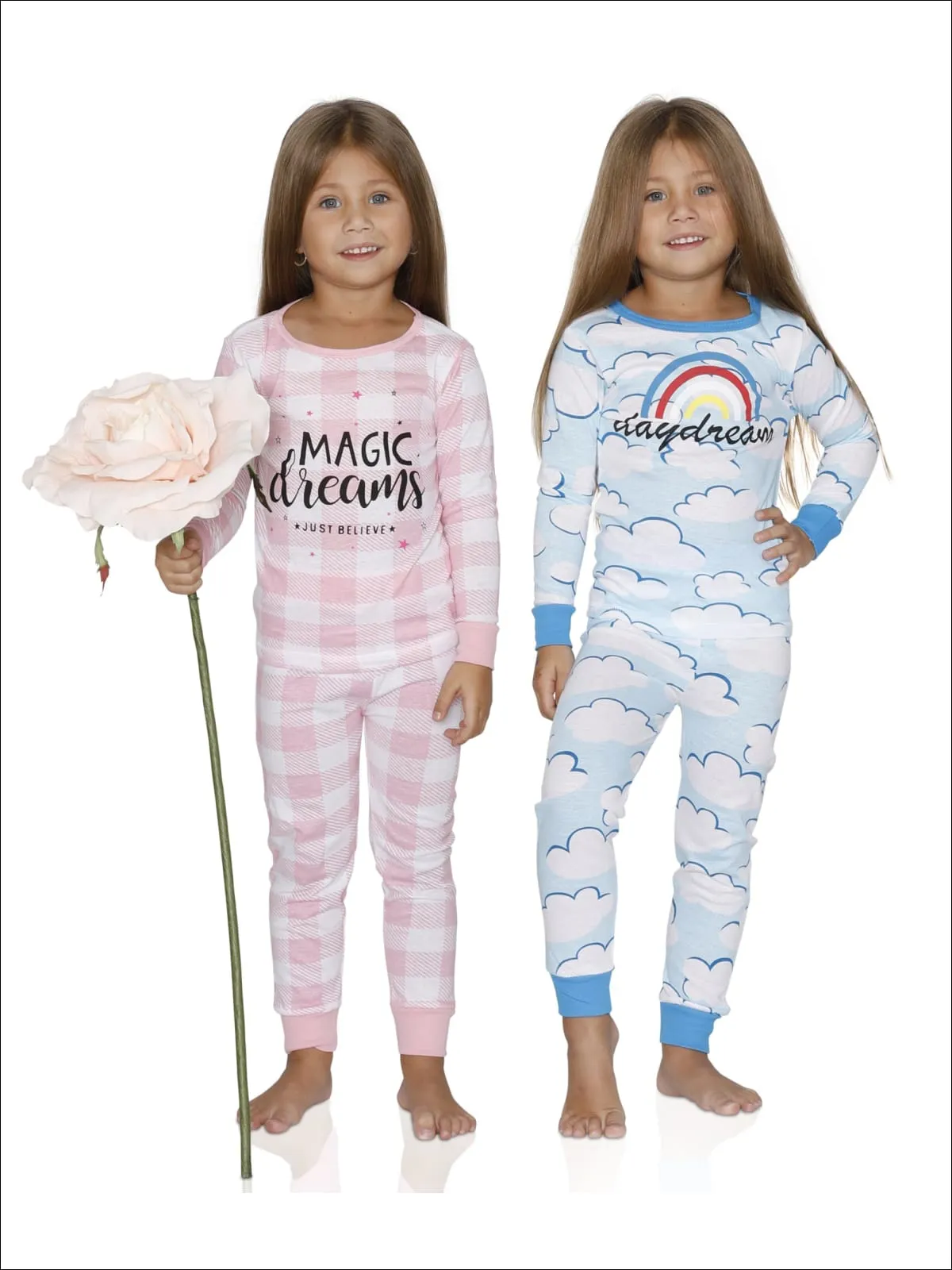 Cozy Couture Girls' 4 Piece Magic Dream And Dreamer Cotton Pajamas