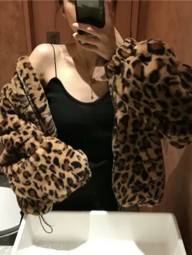 Cozy Leopard Lambswool Coat