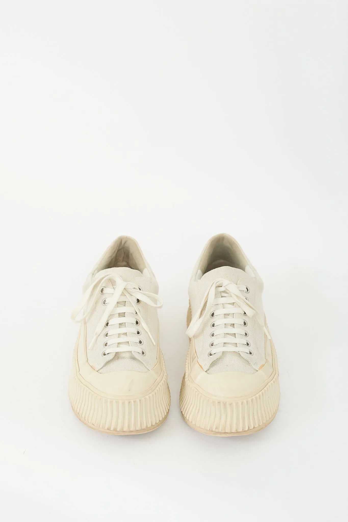 Cream Canvas Platform Sneaker