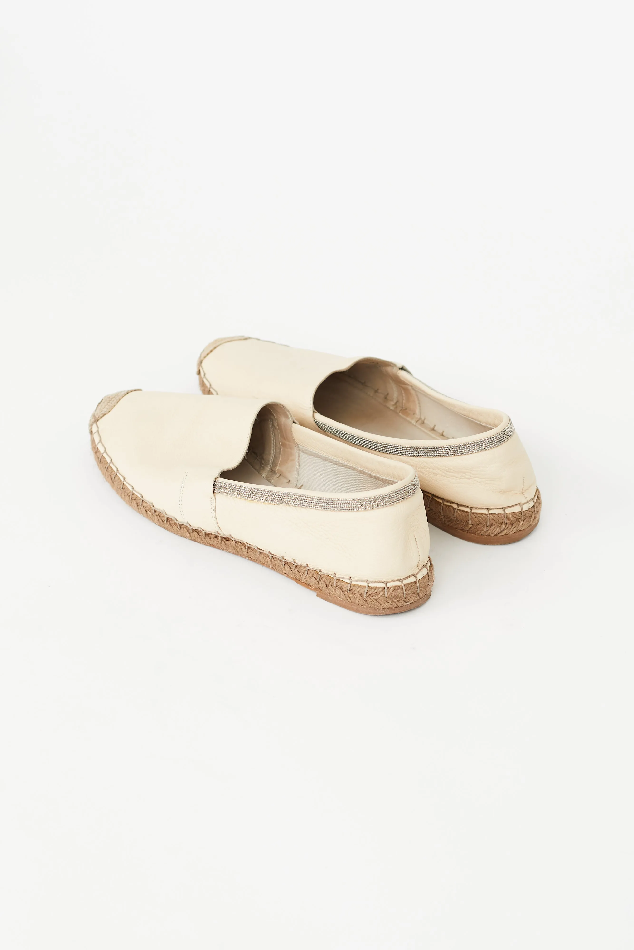 Cream Monili Leather Espadrille