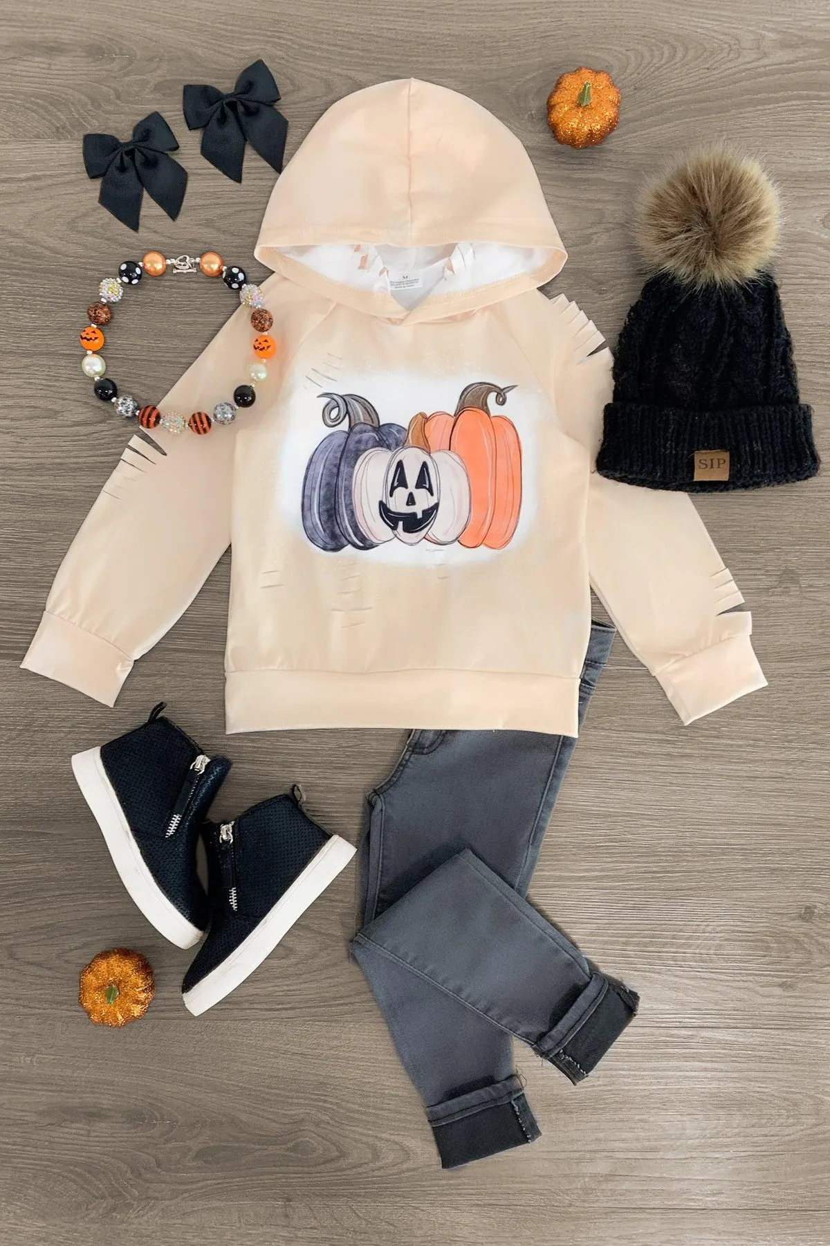 Cream Pumpkin Hooded Top