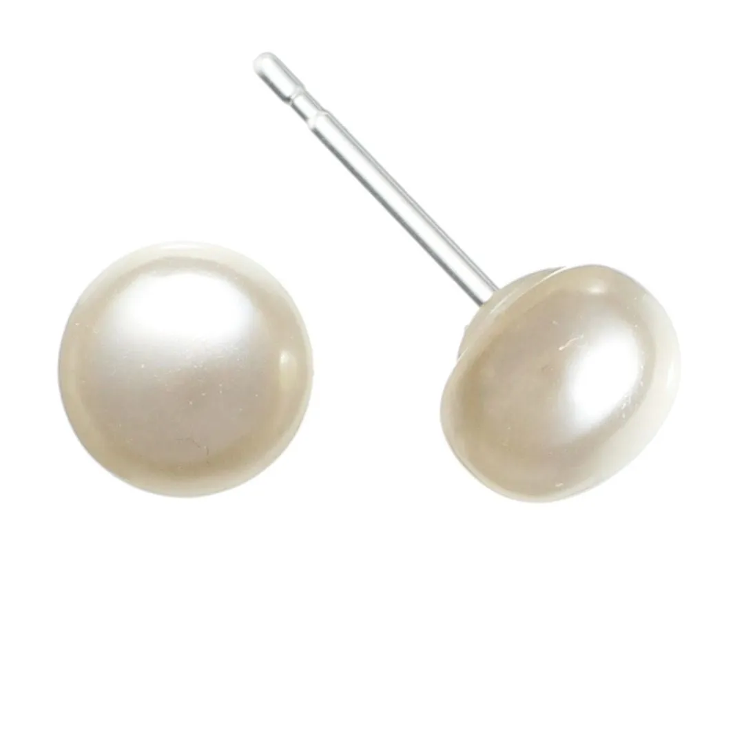 Creamy Faux Pearl Studs Hypoallergenic Earrings for Sensitive Ears Made with Plastic Posts