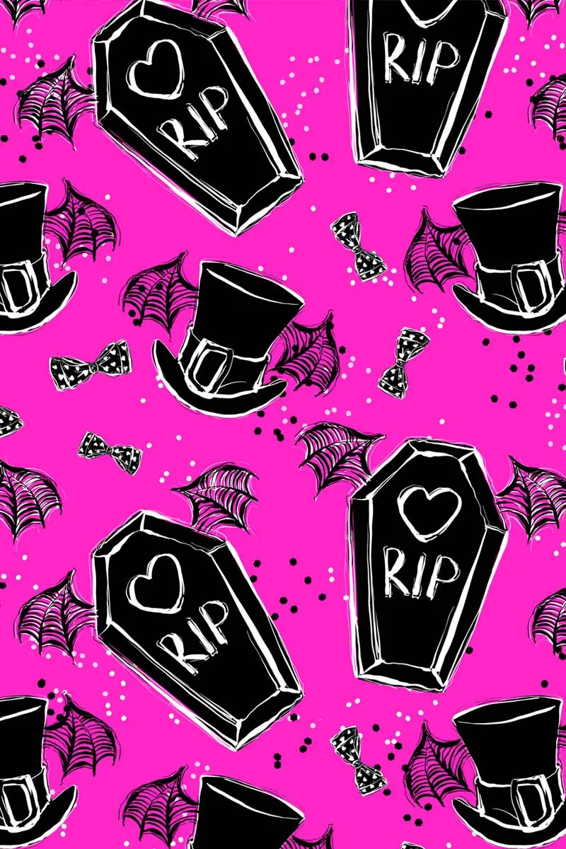 Creepin' it Real Lucy Pink Goth RIP Printed Halloween Leggings - Girls