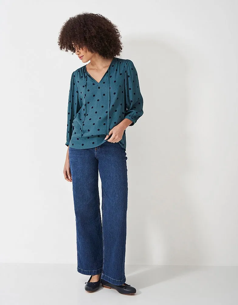 Crew Clothing - Ellen Blouse - Navy Polka Dot