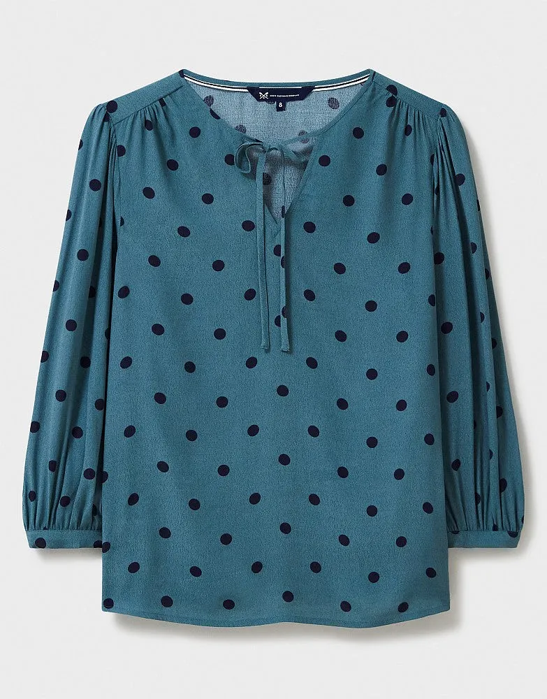 Crew Clothing - Ellen Blouse - Navy Polka Dot