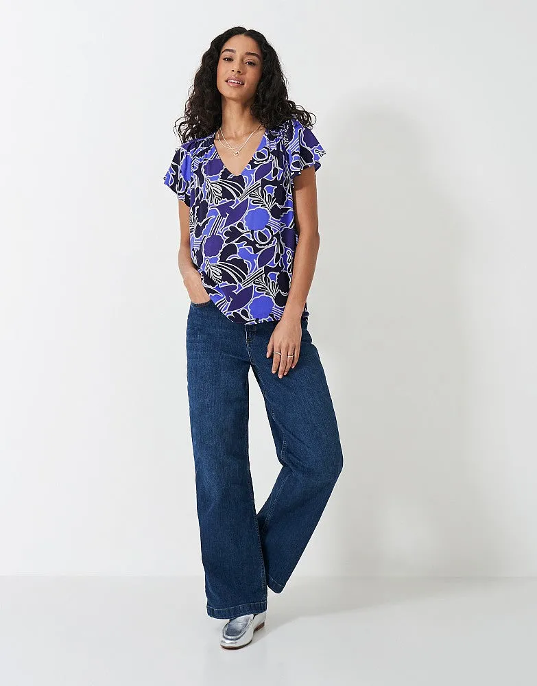 Crew Clothing - Tia Frill Top - Abstract Floral