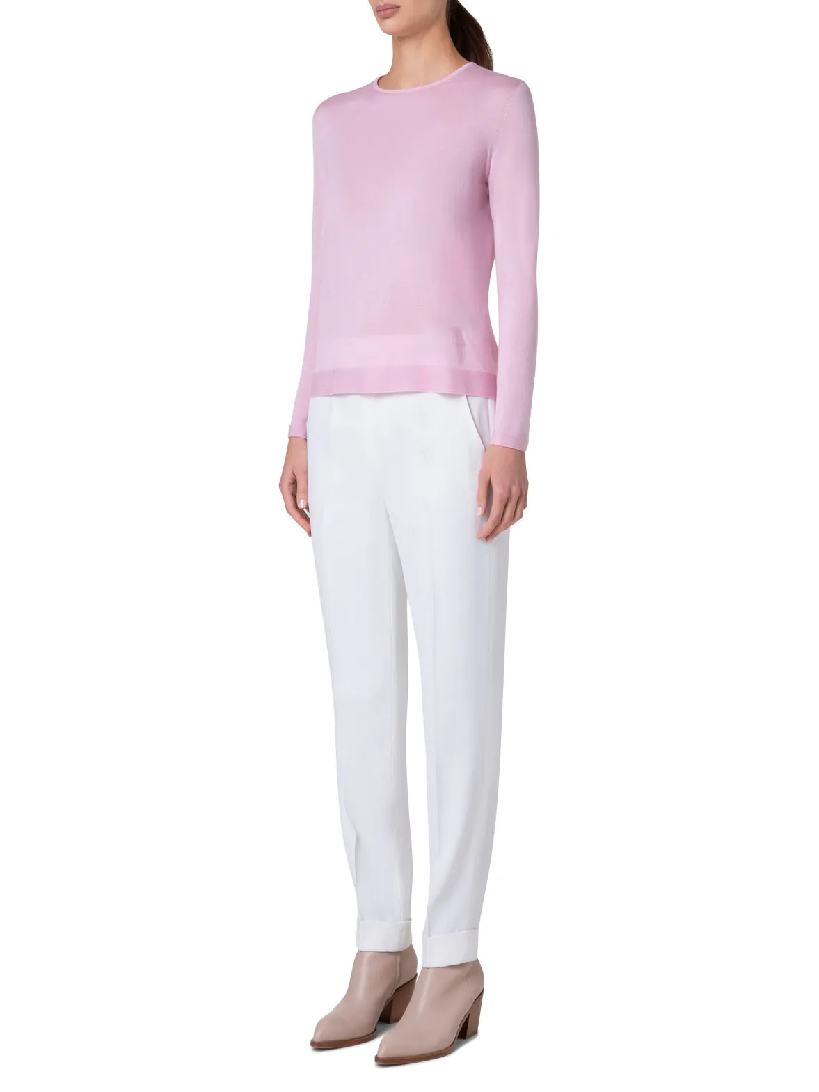 Crew Neck Cashmere Silk Sweater