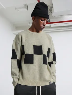 Crew Neck Checkboard Sweater