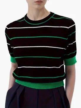 Crew Neck Striped Knit Top