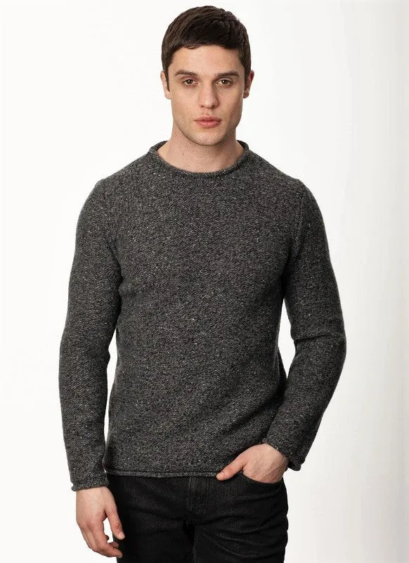 Crew neck with roll edges jumper - Pebble - Fisherman Out of Ireland