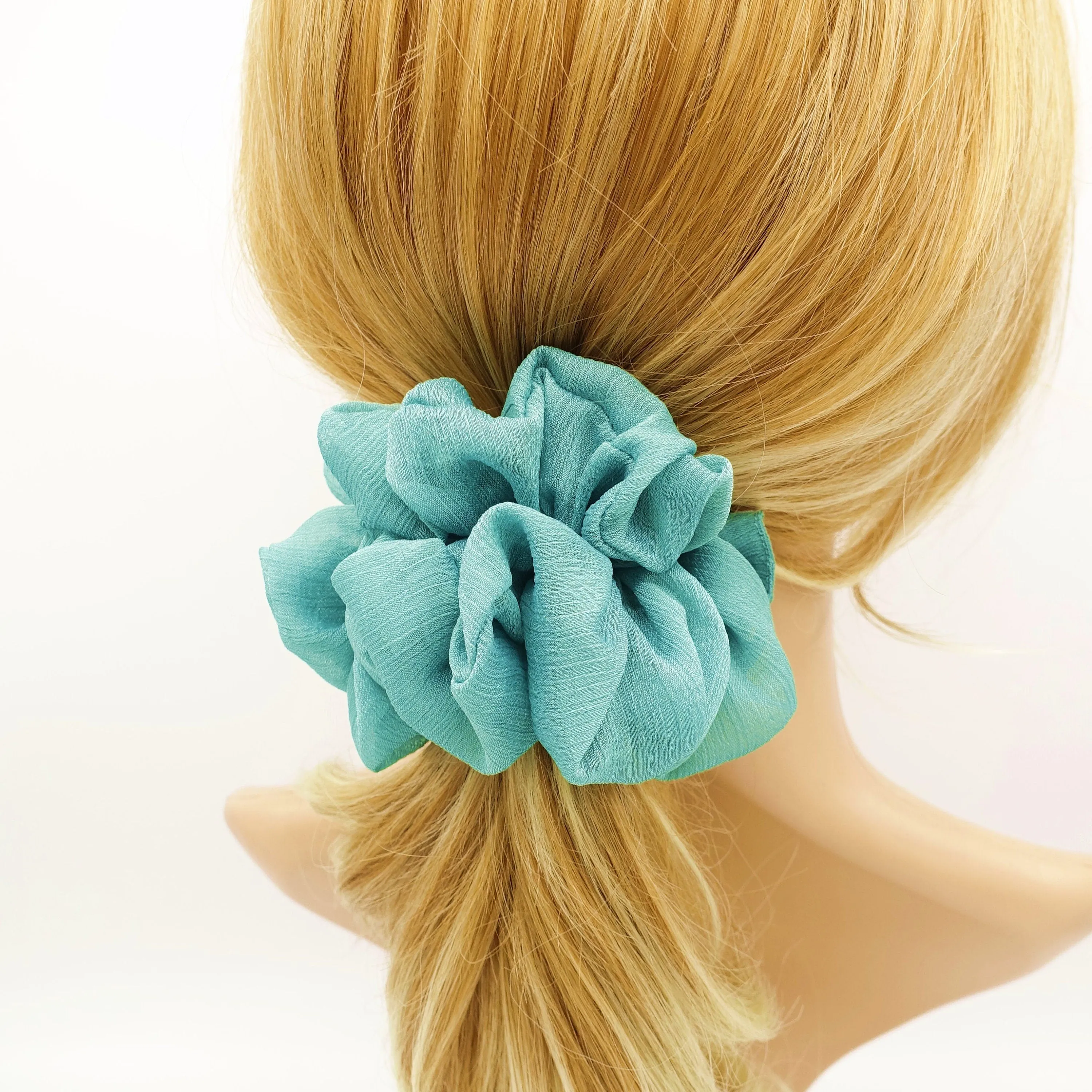 crinkled chiffon scrunchies solid sheer hair elastic scrunchie woman hair accessory