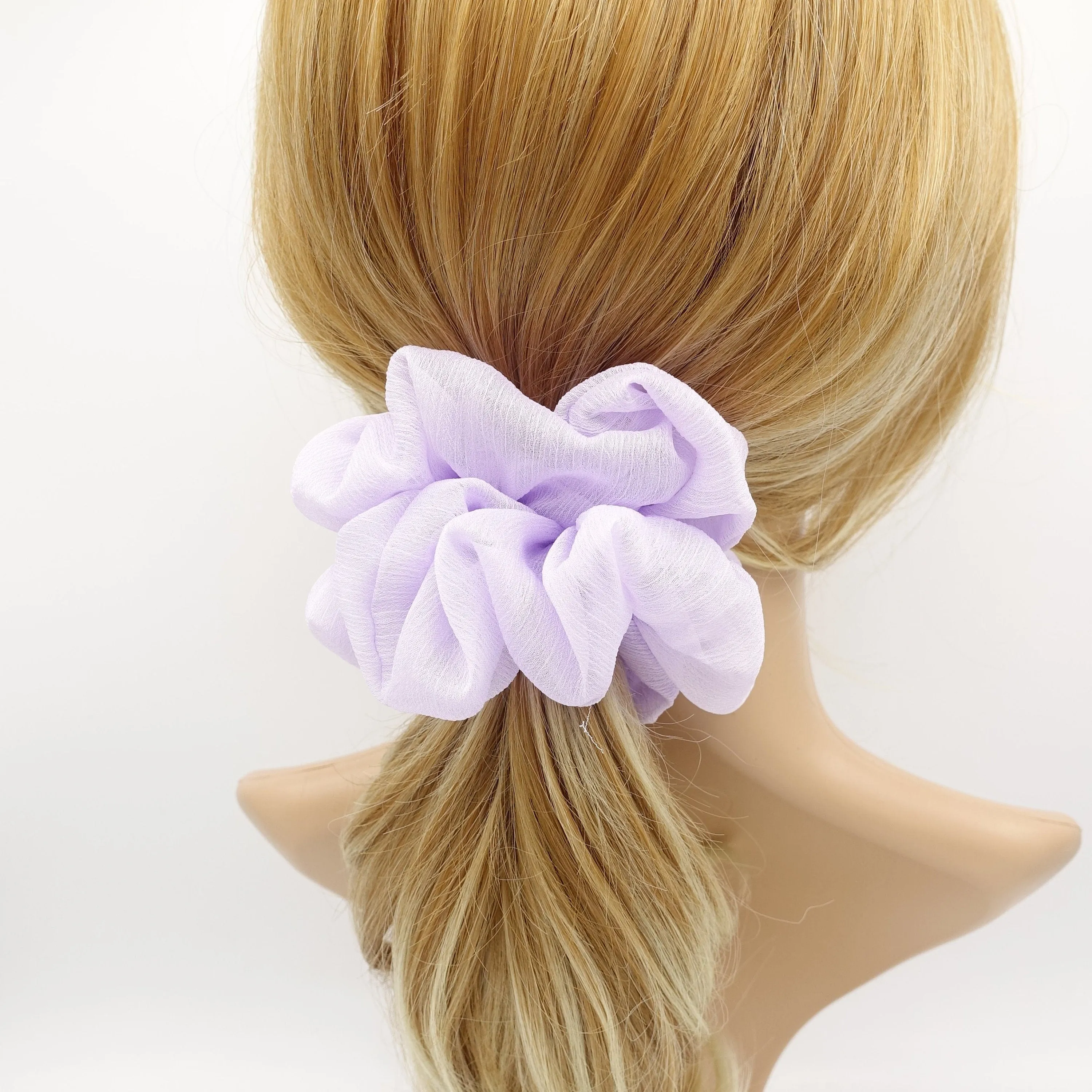 crinkled chiffon scrunchies solid sheer hair elastic scrunchie woman hair accessory