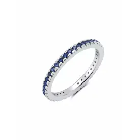 CRISLU SAPPHIRE CUBIC ZIRCONIA THIN STACK RING