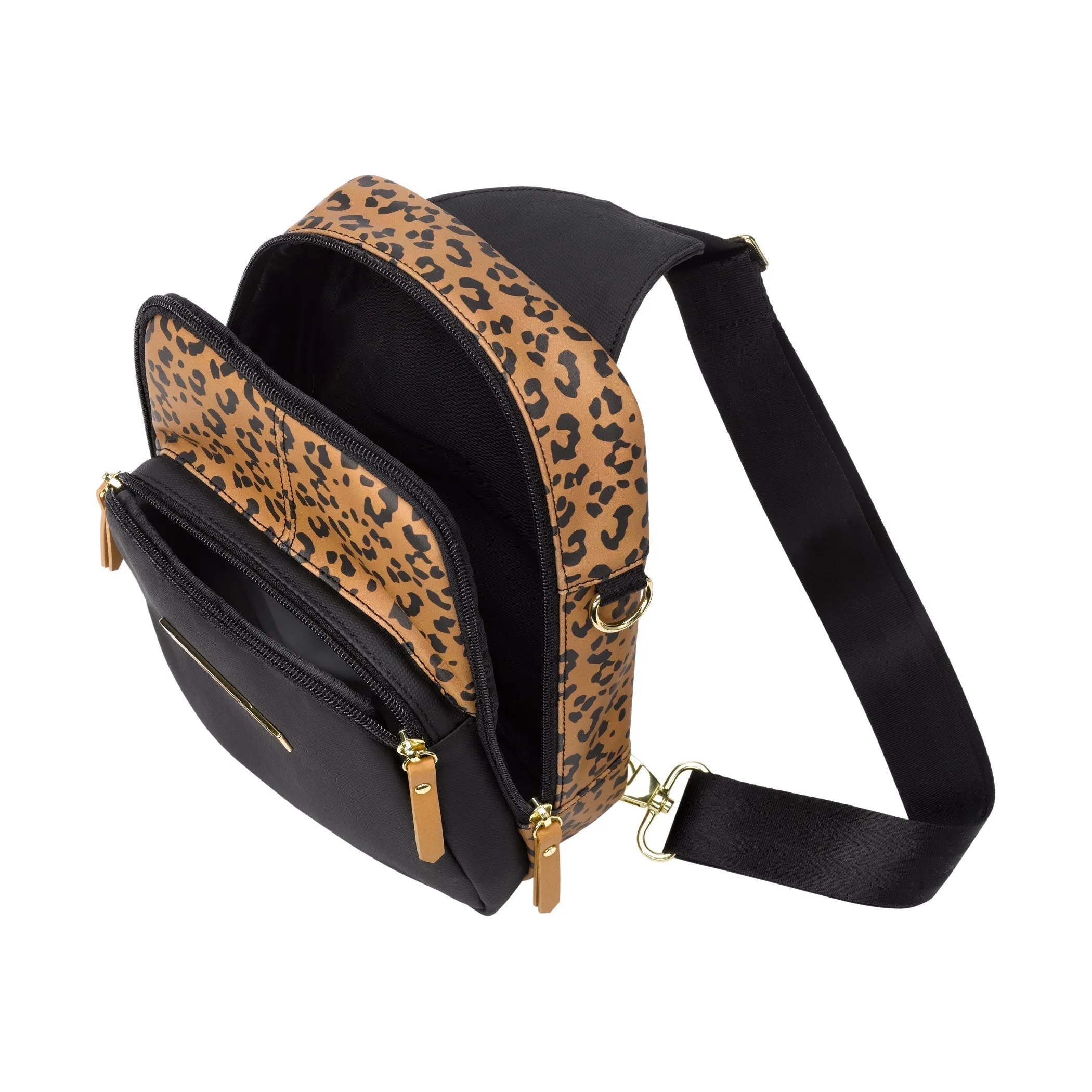 Criss-Cross Sling in Leopard Leatherette