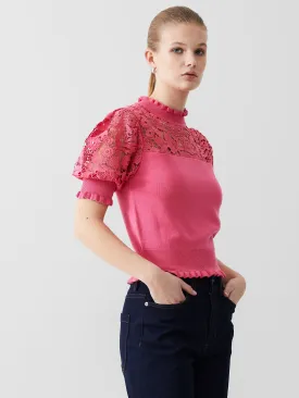 Crochet Lace Mix Knit Top