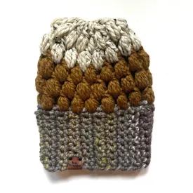 Crochet Puff Stitch Slouch Hat | Tan   Gold   Oatmeal