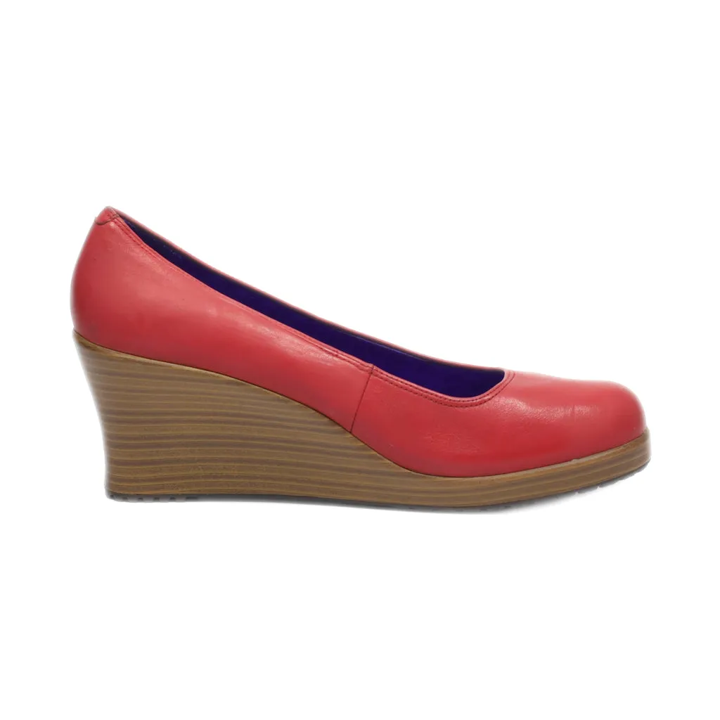 Crocs Wedge Shoes Leather Red Colour For Women