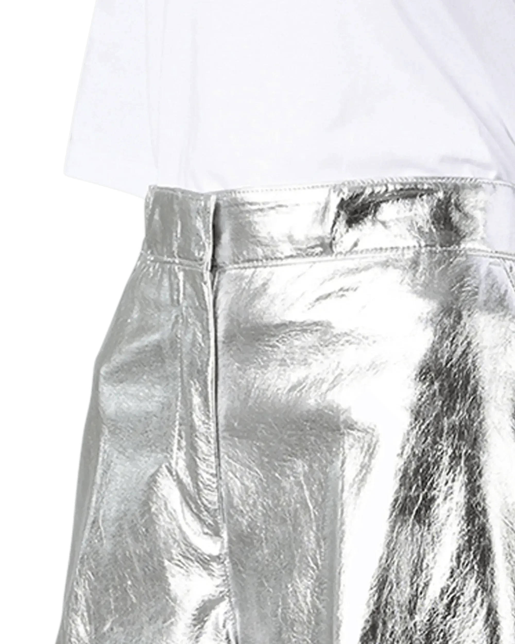 Cropped Metallic Leather Pants