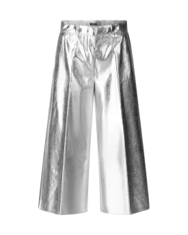 Cropped Metallic Leather Pants