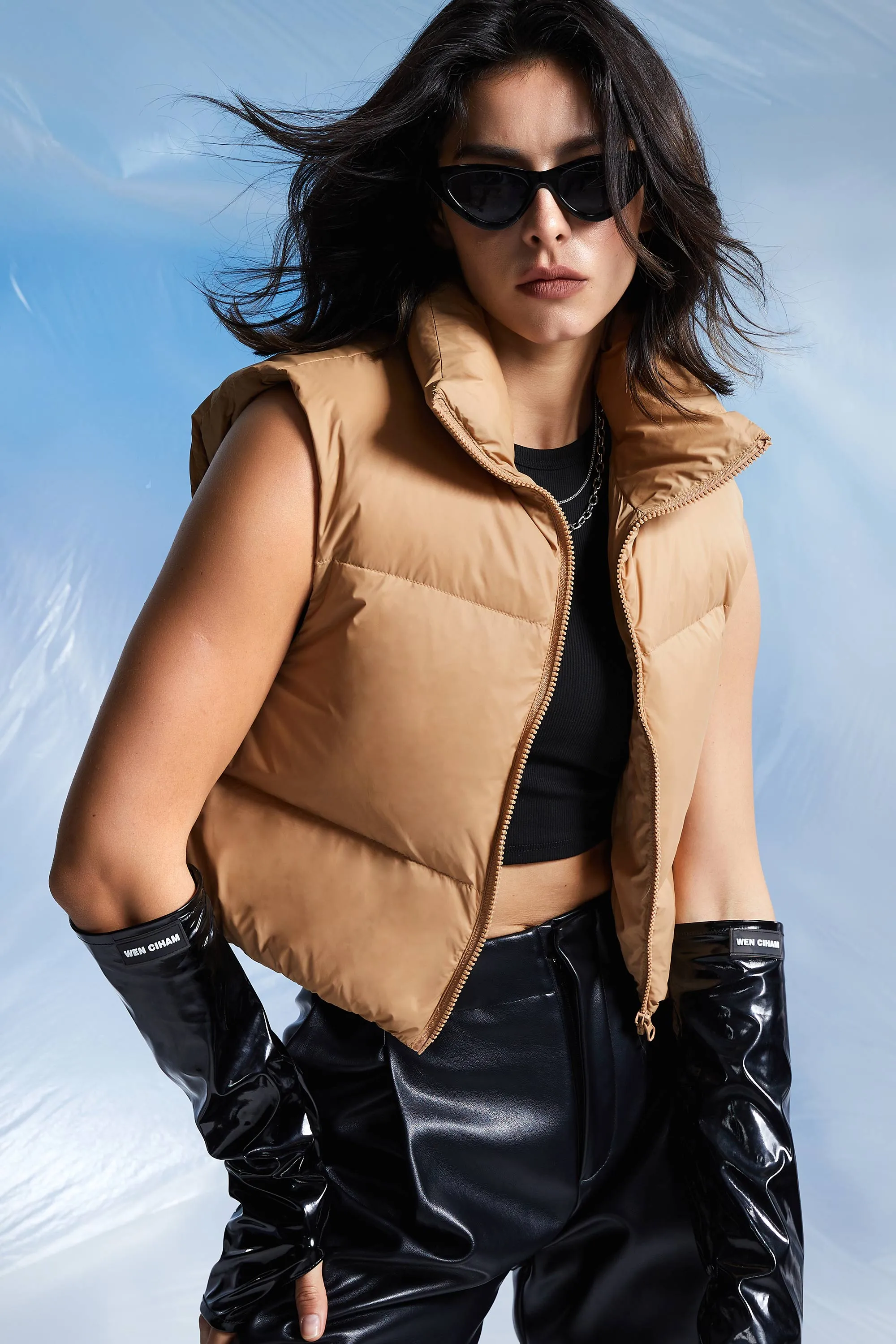 Cropped Puffer Down Vest