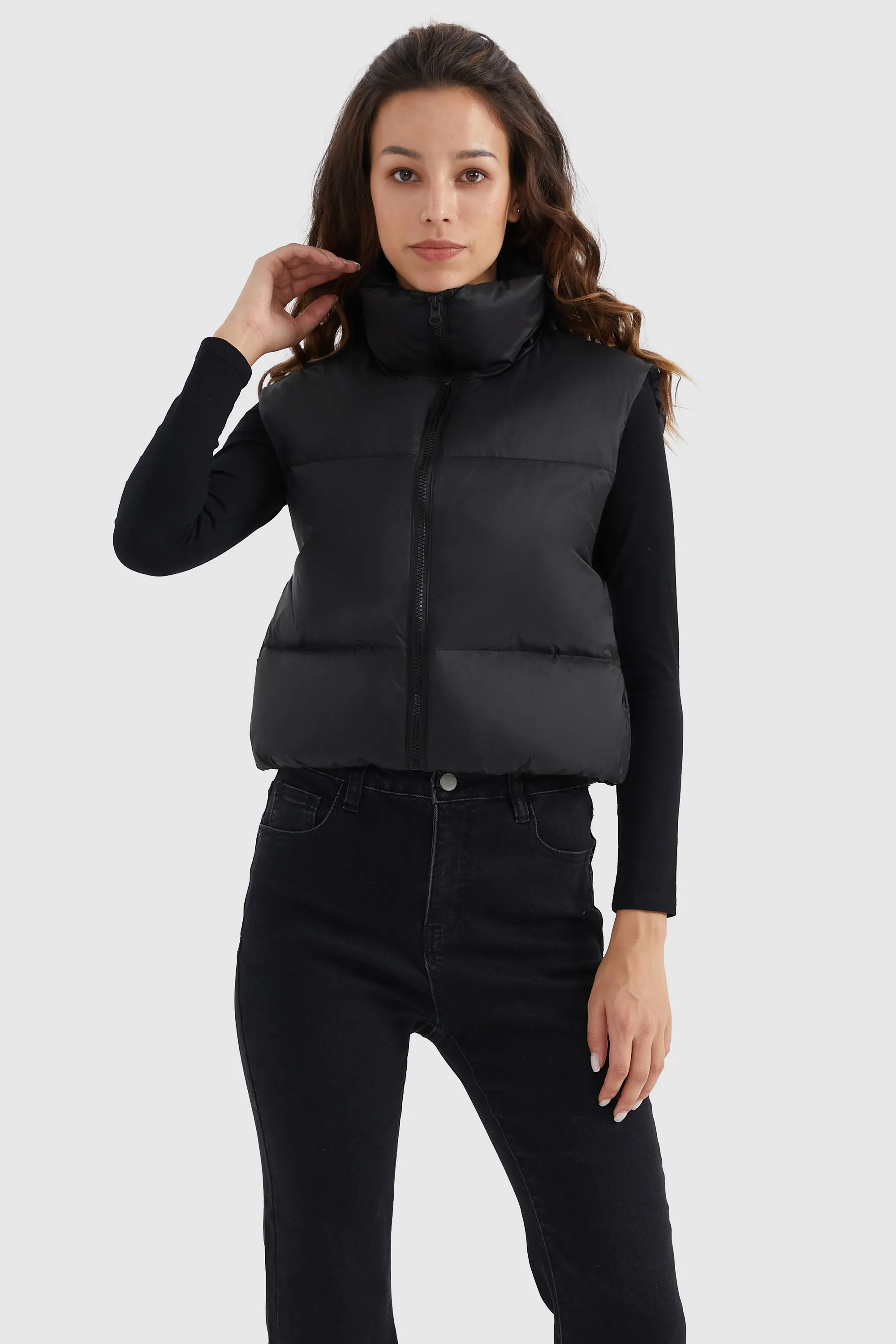 Cropped Puffer Down Vest