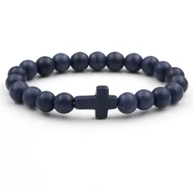 Cross Bead Bracelet <br> Dark Blue