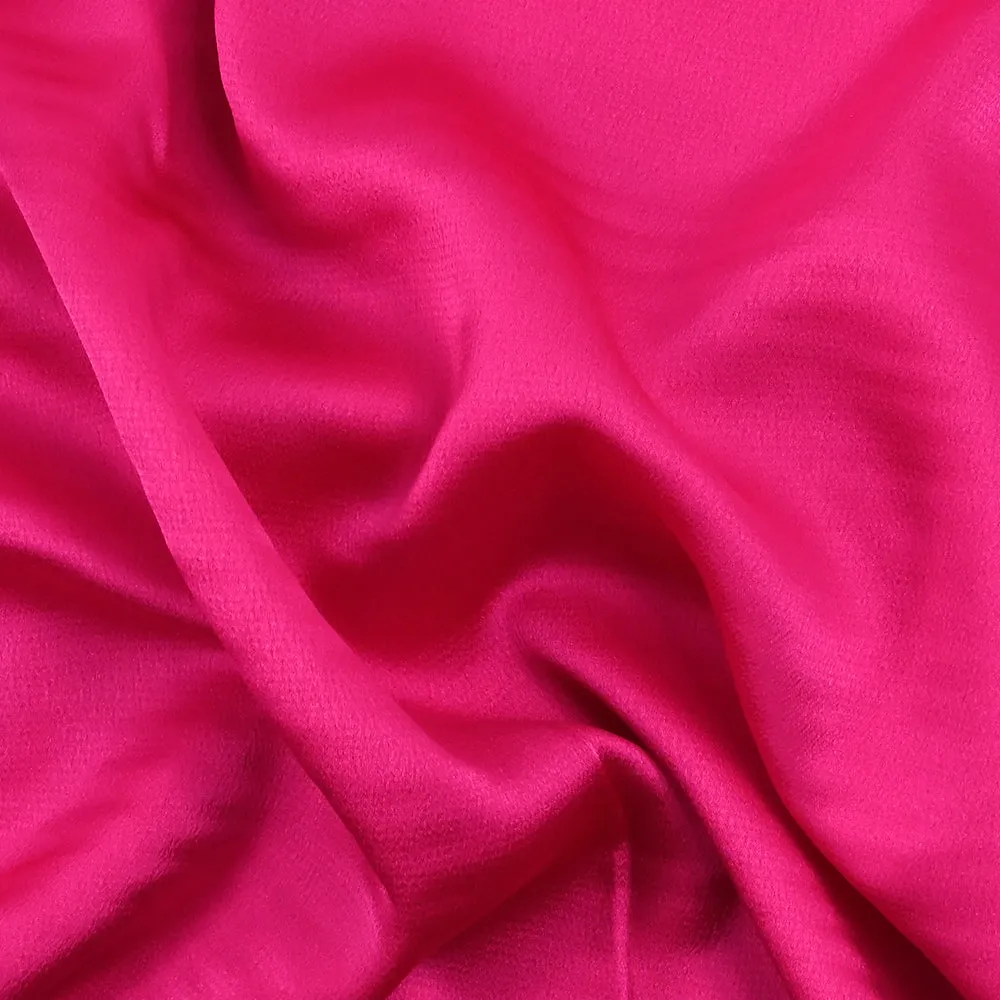 Crêpe satin de polyester uni rose barbie