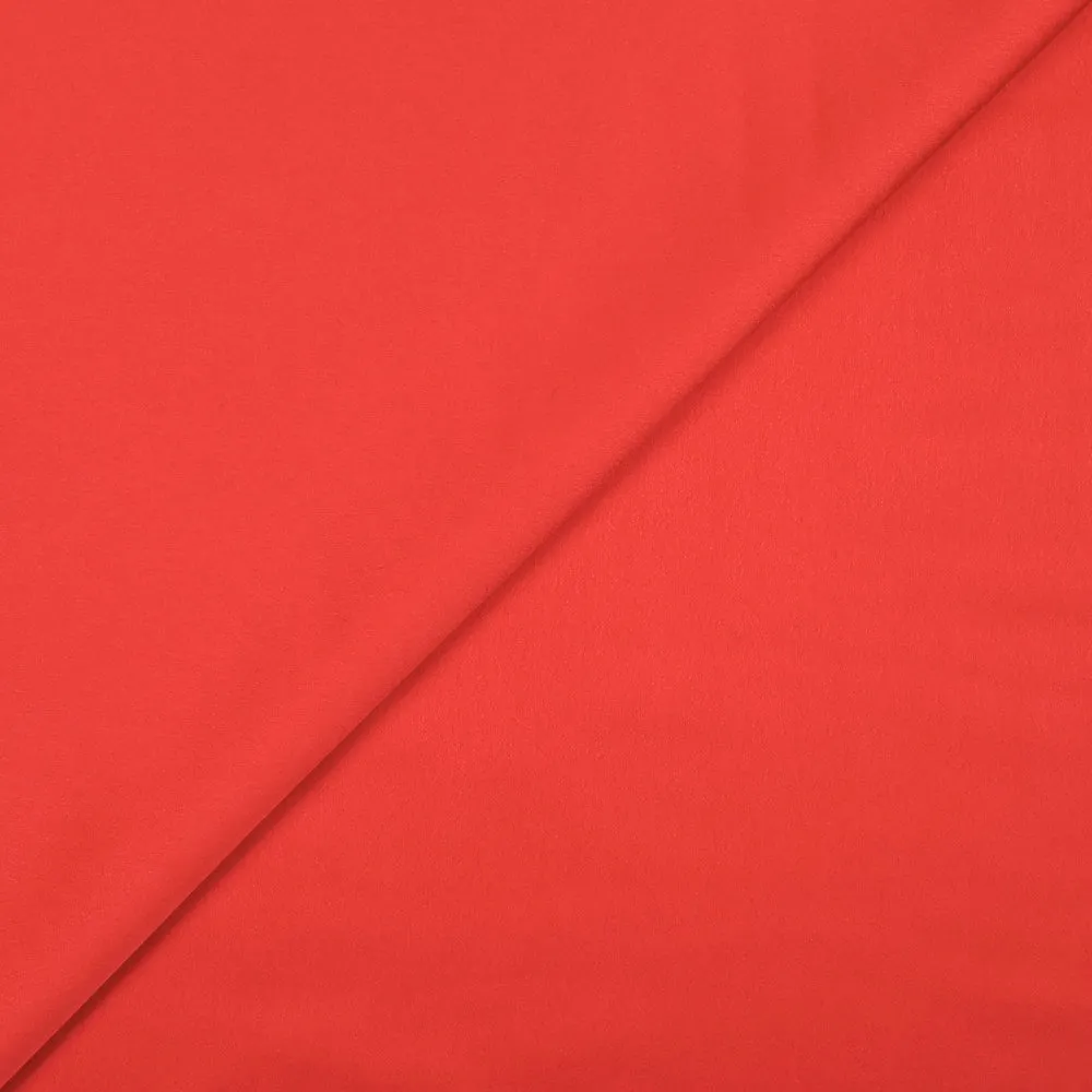 Crêpe satin de polyester uni rouge corail