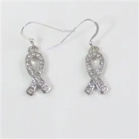 Crystal Awareness Ribbon Earrings