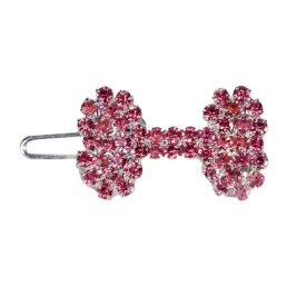 Crystal Bone Dog Barrette Pink