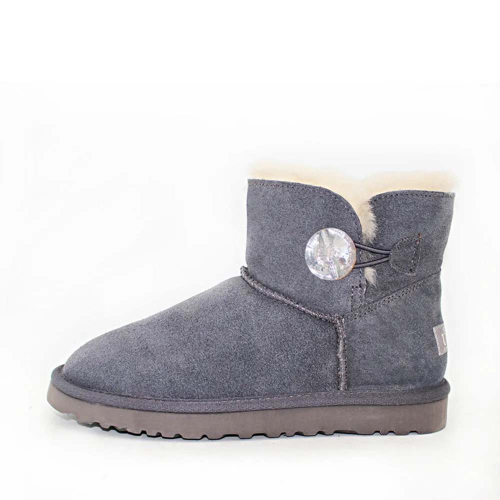 Crystal Button Ugg Boot - Grey