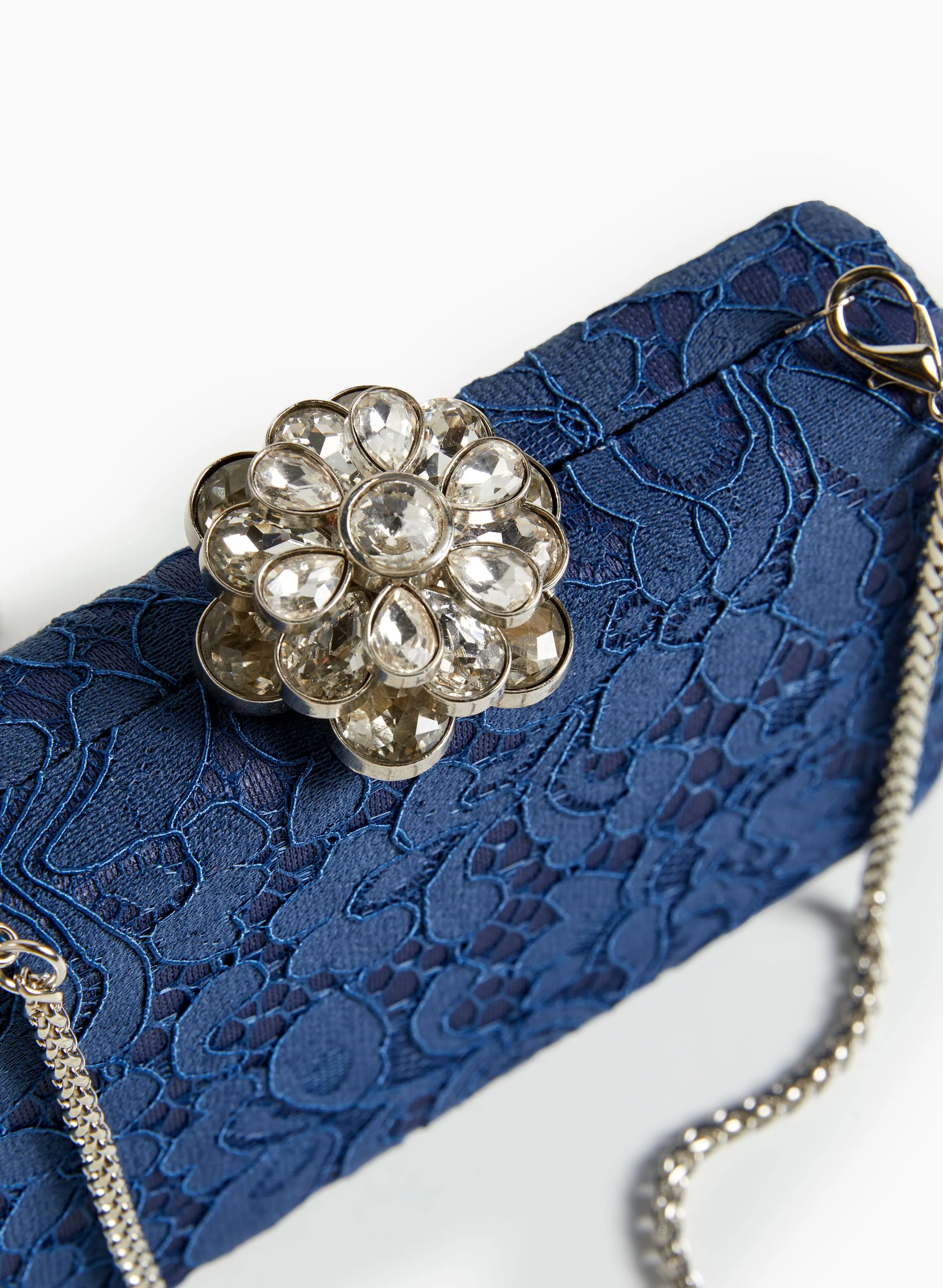 Crystal Flower Lace Clutch