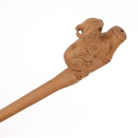 CrystalMood Handmade Carved Peachwood Chinese Zodiac Hair Stick 2 Ox