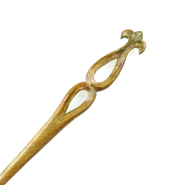 CrystalMood Handmade Carved Wood Hair Stick Fleur-de-Lis