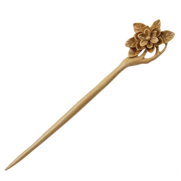 CrystalMood Handmade Carved Wood Hair Stick Lignum-Vitae Magnolia