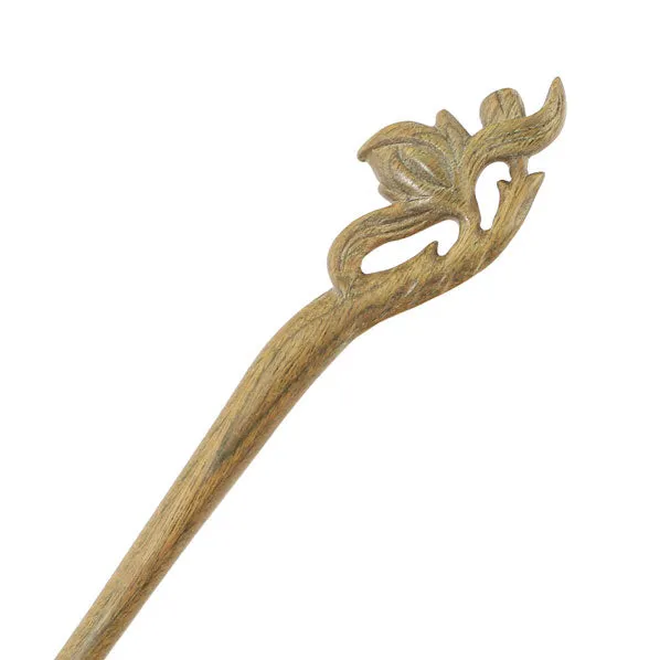 CrystalMood Handmade Carved Wood Hair Stick Peach Flower